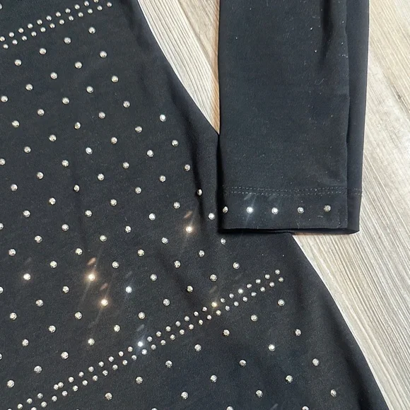 EUC Cache Blong Black Silver Studded Long Sleeve Top, M - Picture 8 of 10